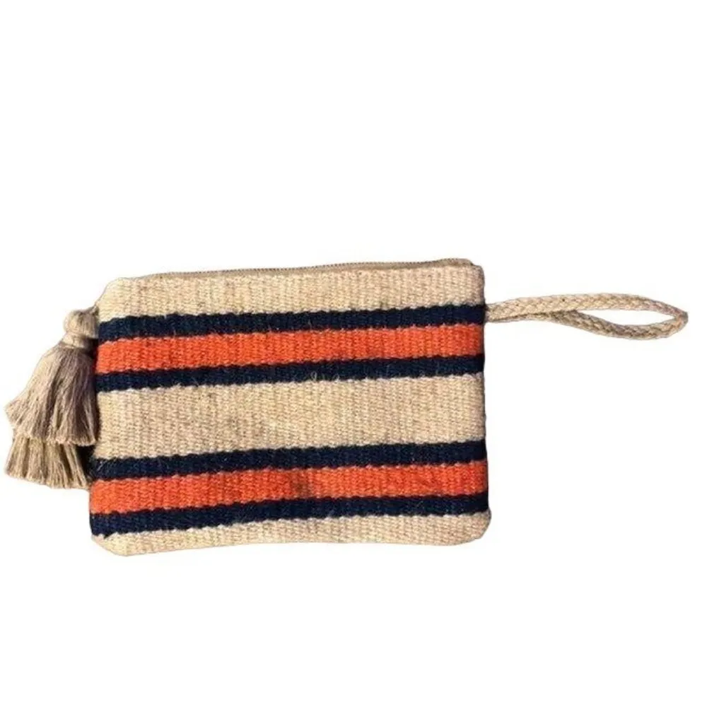 J Jill Wristlet Purse Used Jute Striped Small Casual - Image 3
