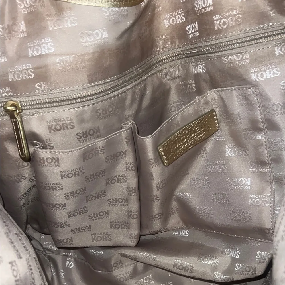 Michael Kors Large Hobo Gold and Brown Shoulder Bag - Image 14