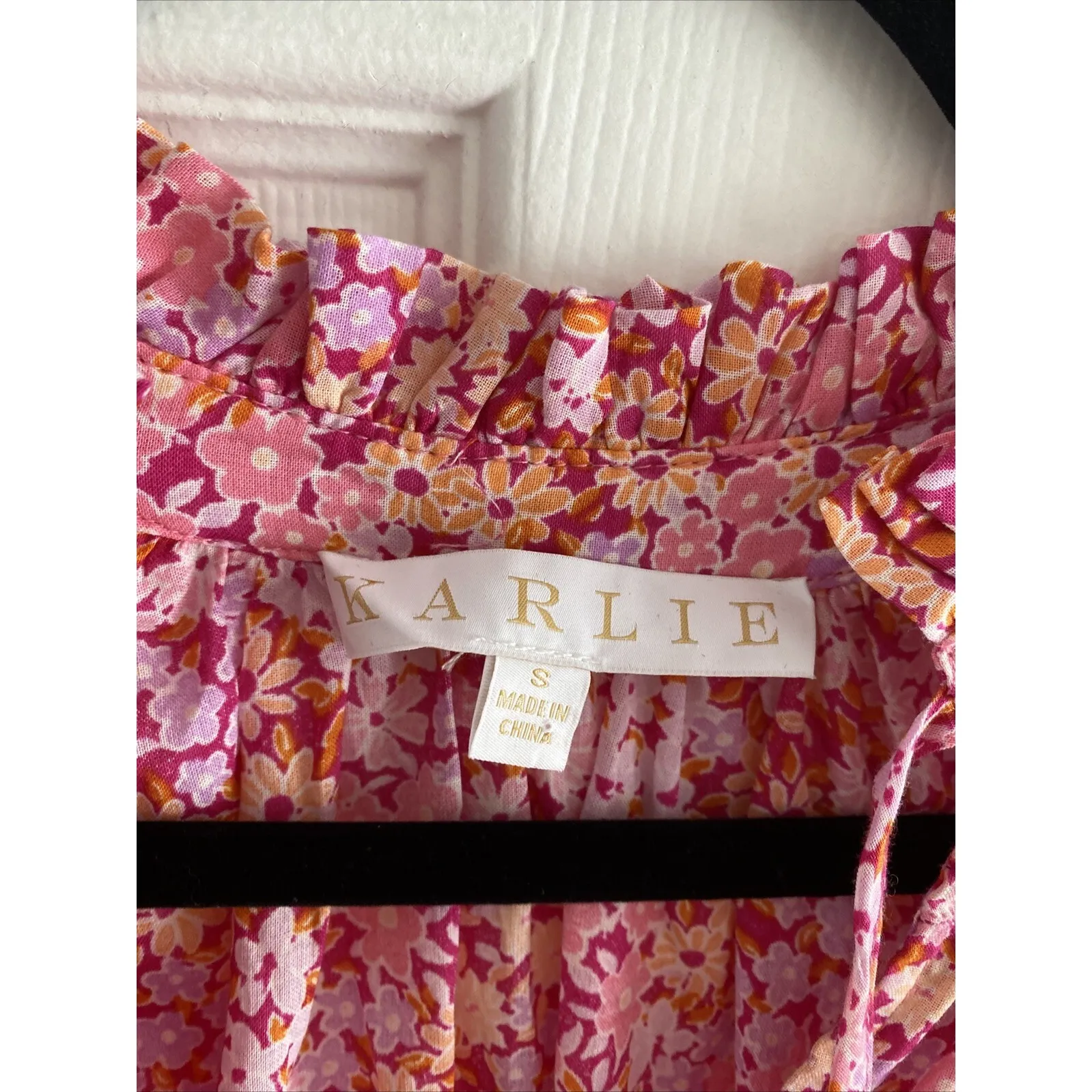 Karlie Womens Small Pink Floral Blouse Feminine Cottagecore Clean Girl Feminine - Image 2