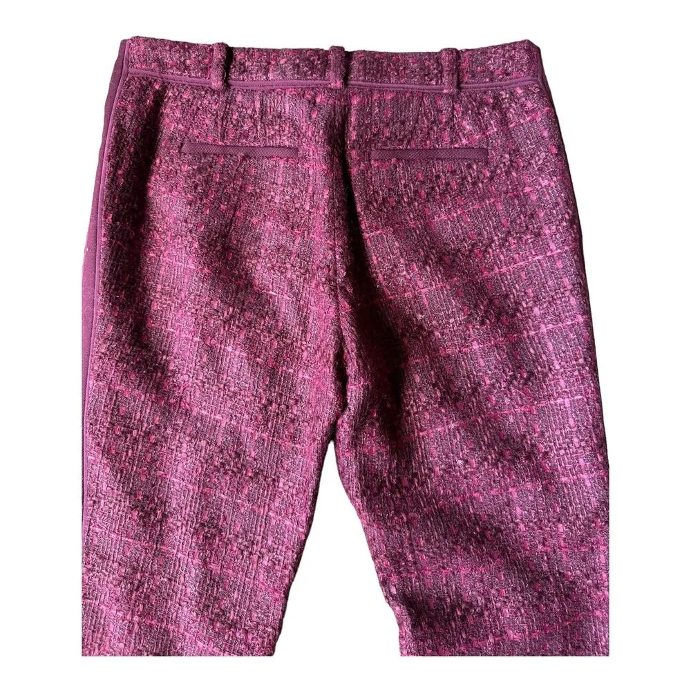 NWT Tory Burch Drew pants, in a rich plum tweed with tuxedo stripe size 6 - Image 8