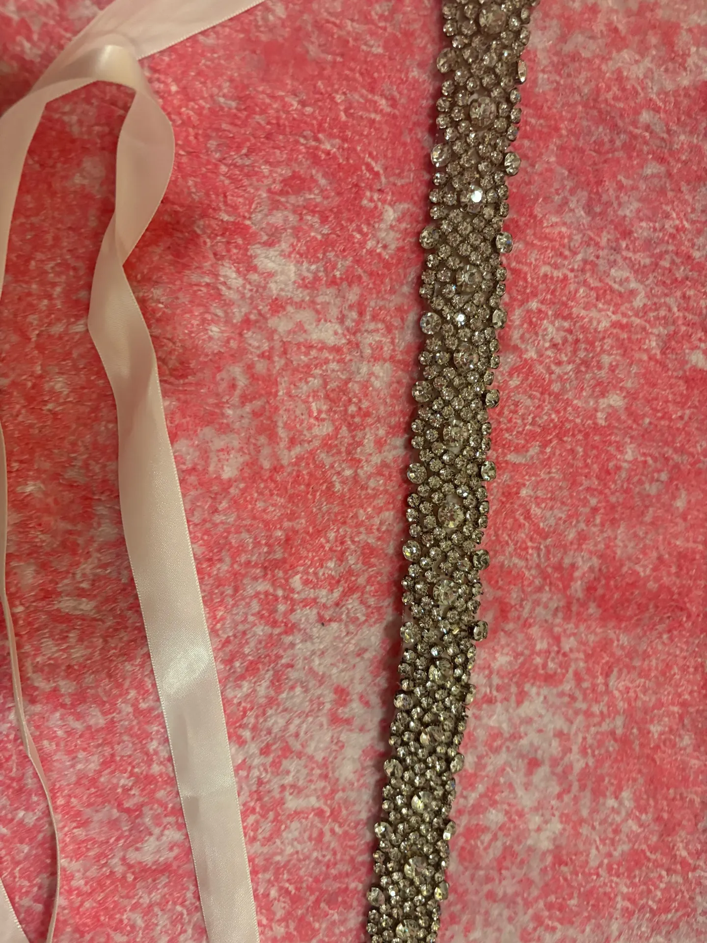Rhinestone ribbon belt Silver Size M - Image 3