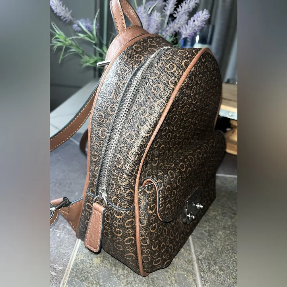 GUESS Brown Logo Backpack - Image 4