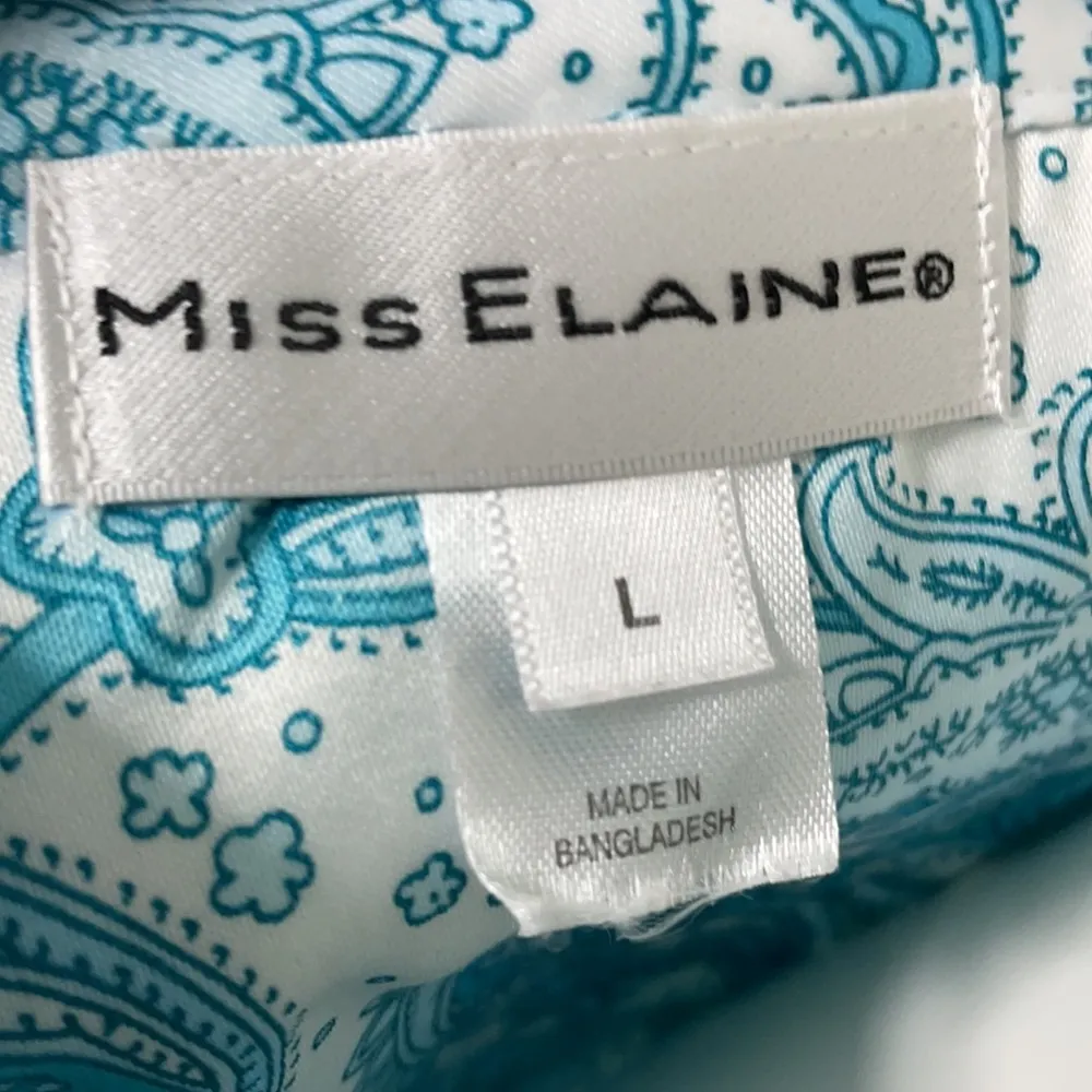 Miss Elaine Women Paisley Button Up Pajama Set LG Blue - Image 4