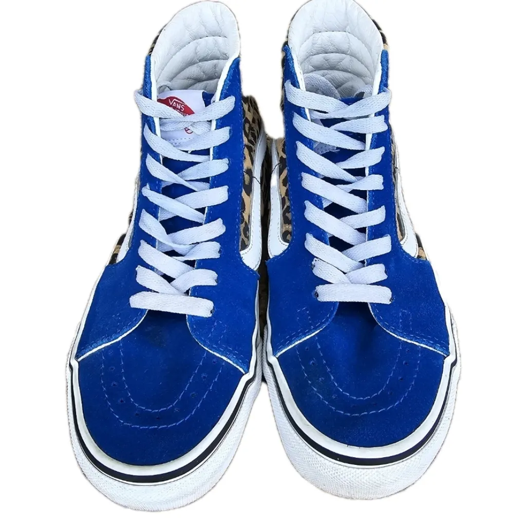 VANS SK8 Hi Blue Lepoard Animal Print Sneakers Shoes Mens Size 6 Womens Size 7.5 - Image 2