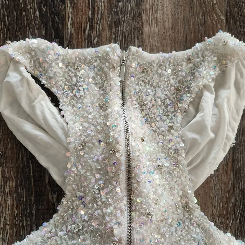 Retrofete Lio Top White Sequin Crystal Criss Cross Tank Size Medium NWT - Image 8