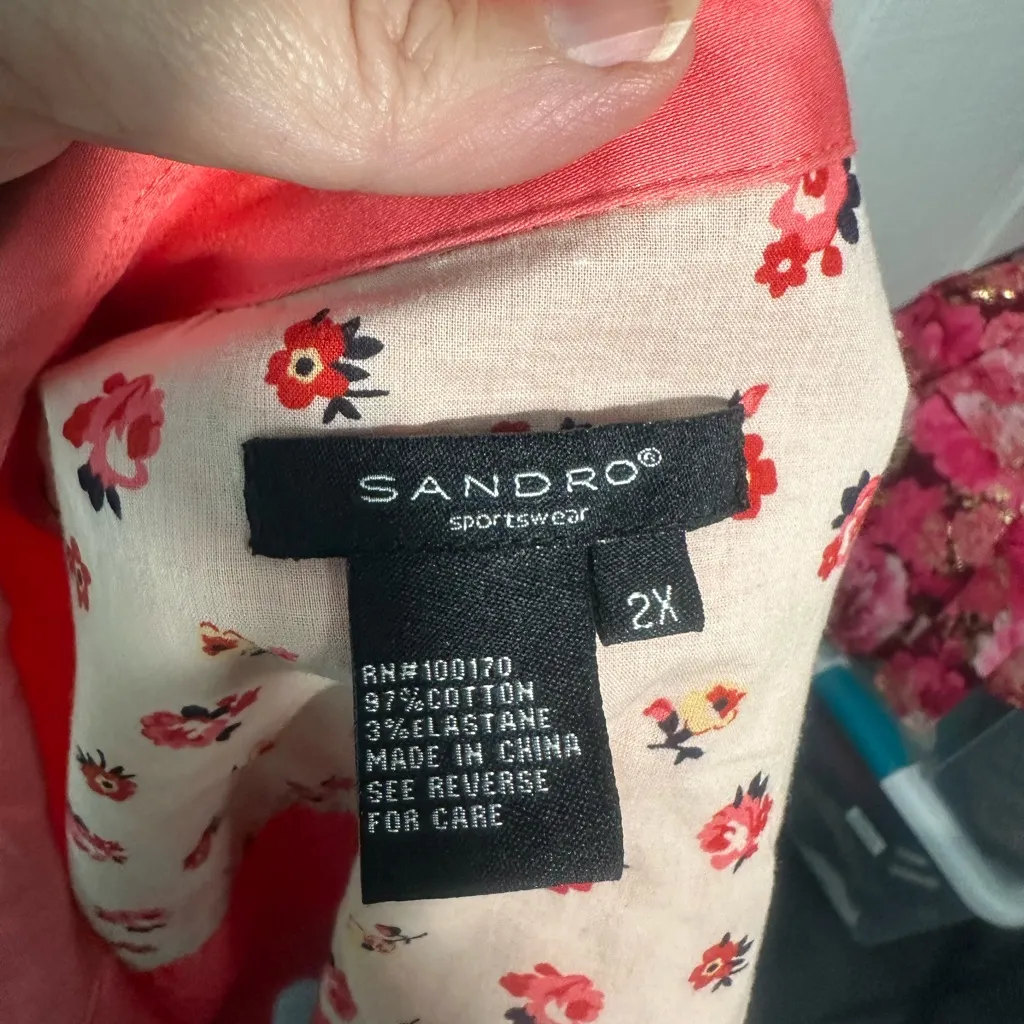 Sandro Peach Long Sleeve Big Button Blazer Size 2X EUC - Image 6