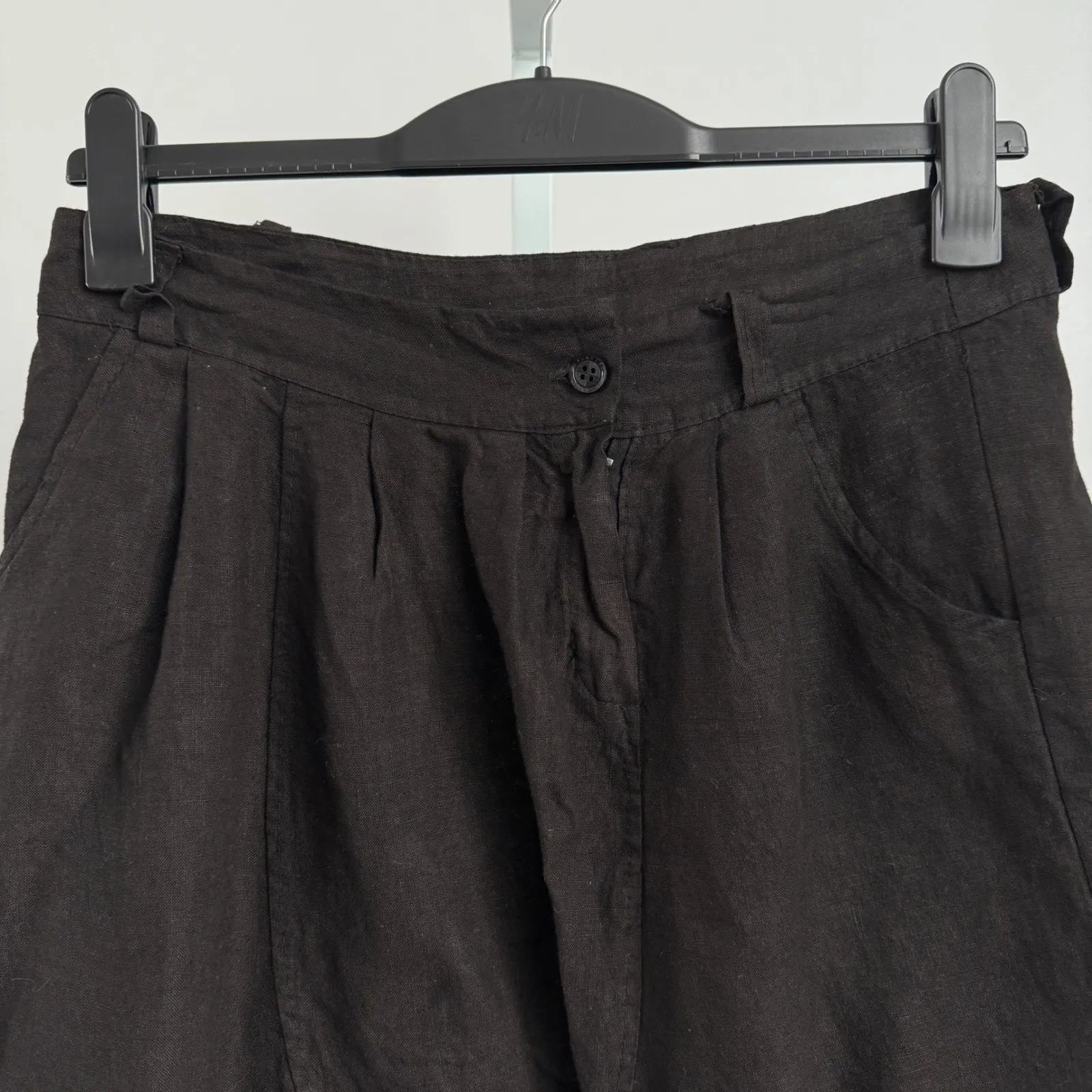 Aoyama Itchome Anthro Italian 100% Linen Shorts Pleated Vintage Luxury sz‎ L - Image 2