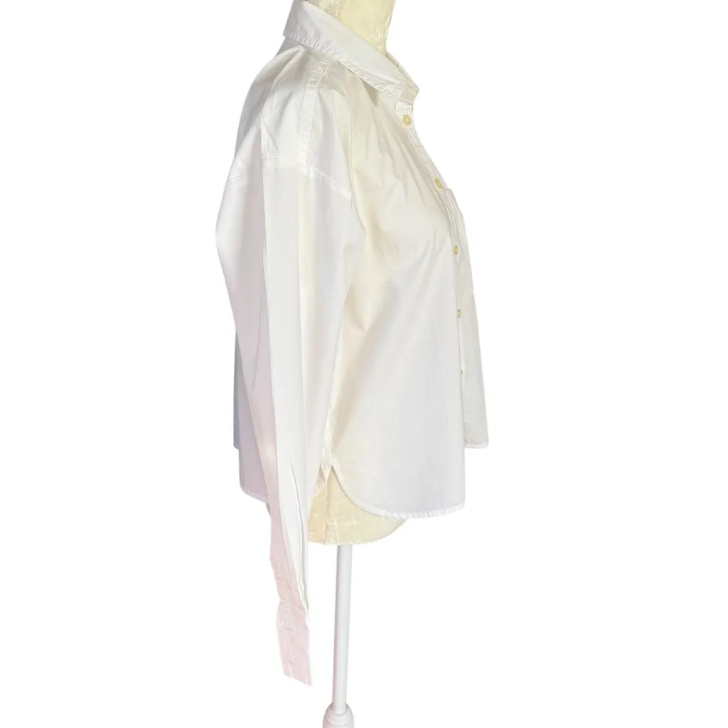 LOFT white collared long sleeve button down blouse women's size XS - Image 3