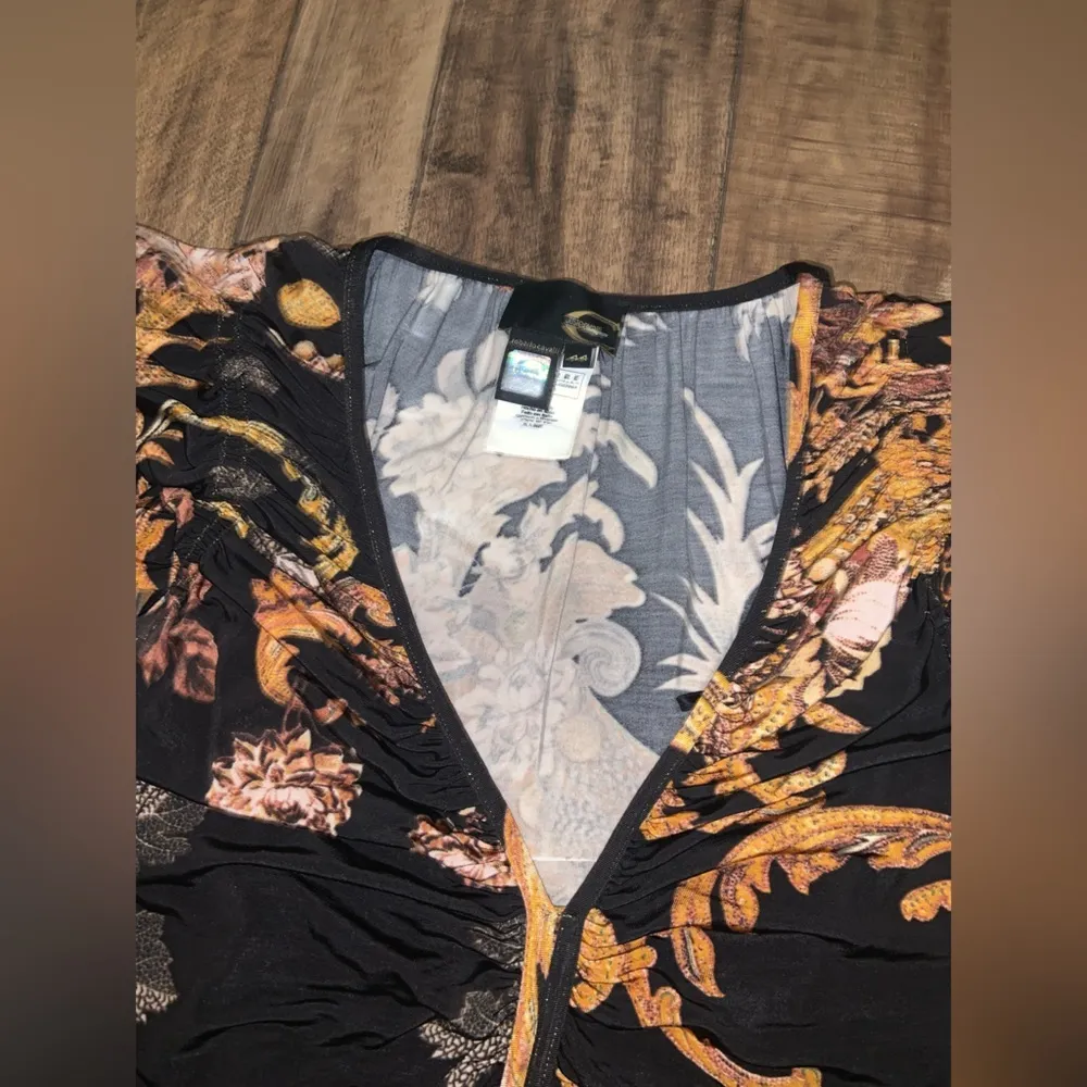 Y2k rare just Cavalli silk ruched dress black & gold $890 M 44 fall - Image 6