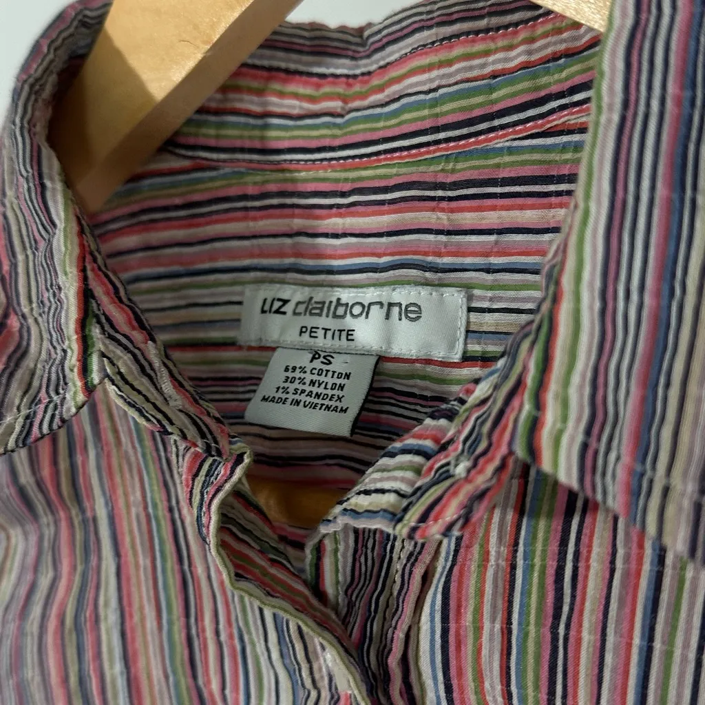 Liz Claiborne Multi-Stripe Button Shirt (Women’s S) rainbow - Image 3