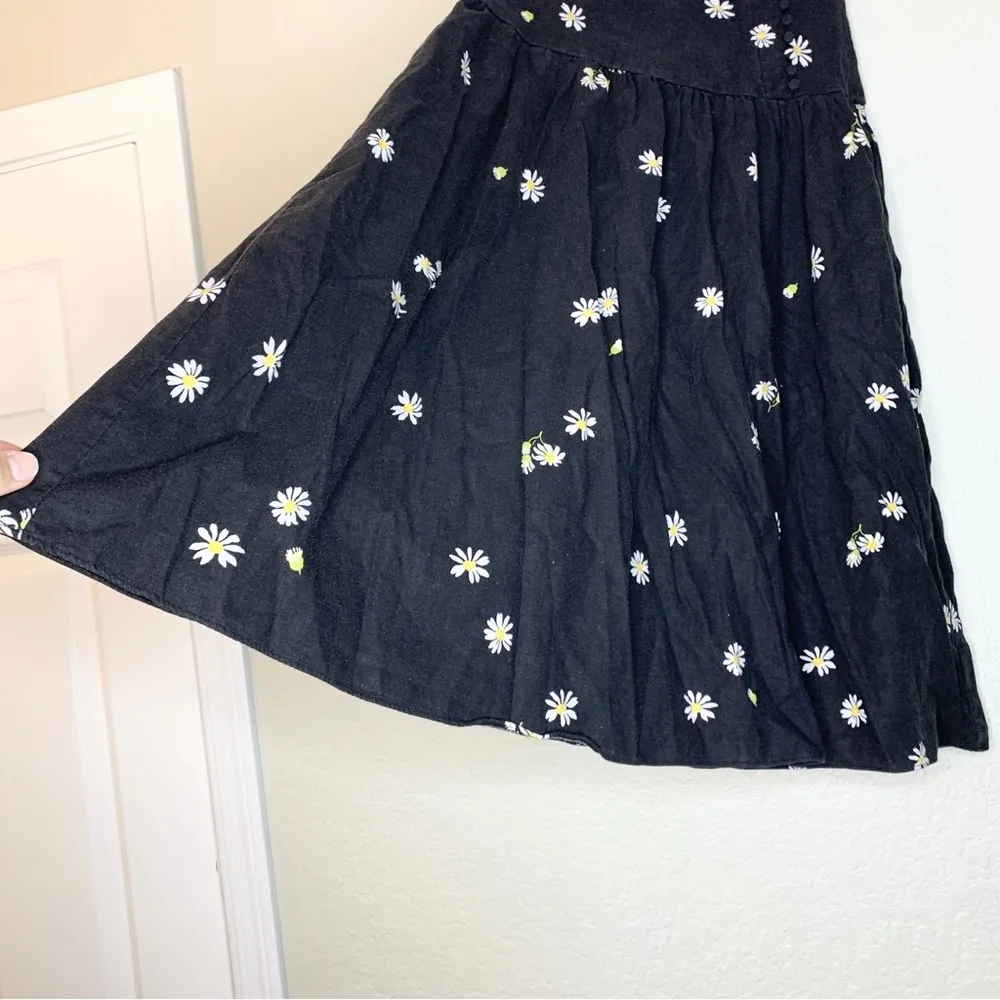 Madewell Linen-Blend Buttoned Yoke Midi Skirt in Lazy Daisies Size 0 - Image 9