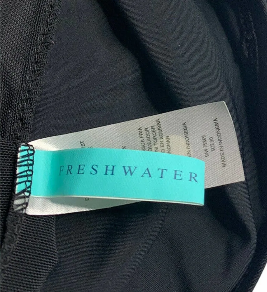 NEW Fresh Water One Piece Removable Strap Skirted Swimsuit Slimming Black 30W - Image 11