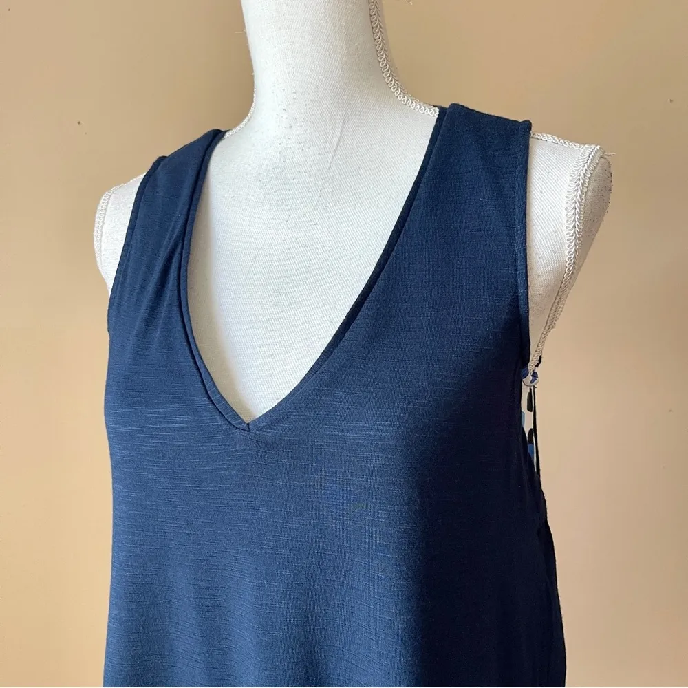 DELETTA | Navy Blue Layered V-Neck Tank Top Sz XS - Image 3