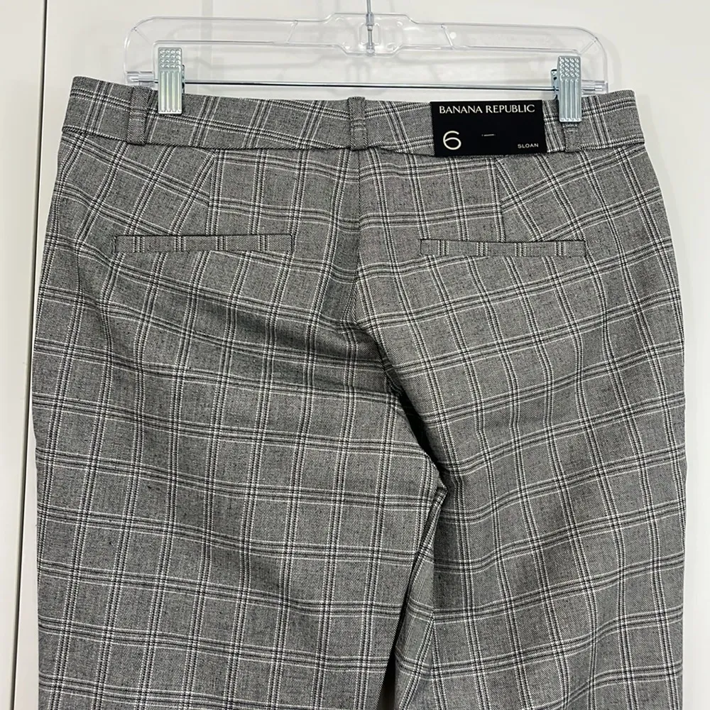 New Banana Republic Size 6 Black and White Plaid Sloane Ankle Trousers - Image 5
