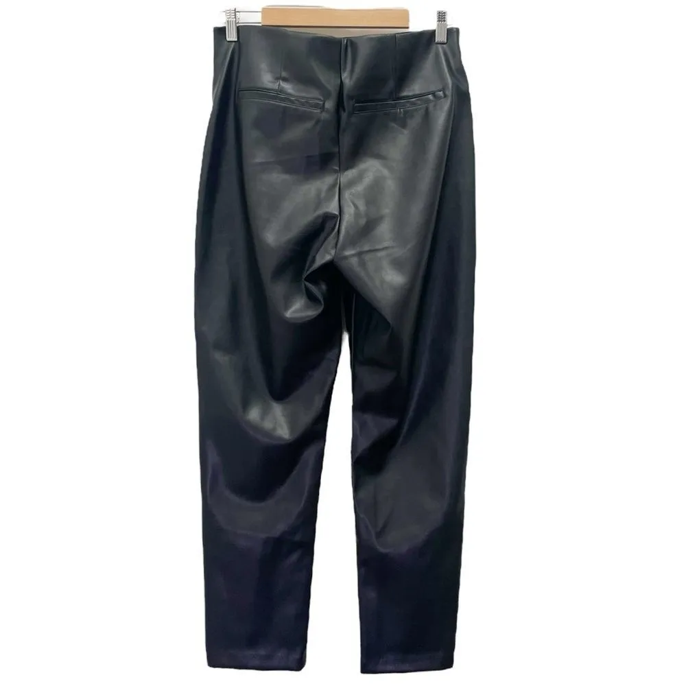 NWT Old Navy Extra High-Waisted Faux-Leather Zip Ankle Pants Black Size 12 NEW - Image 3