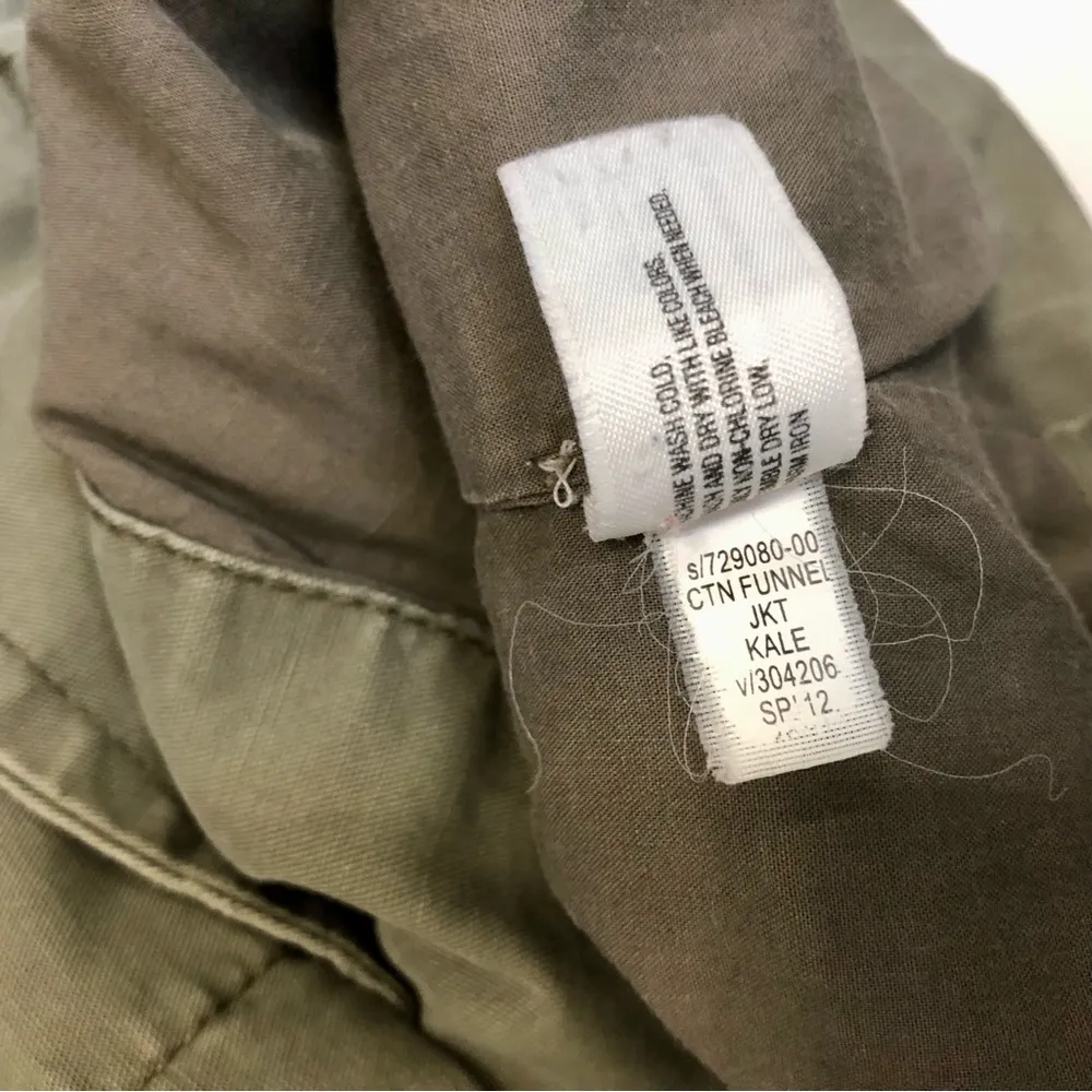 Vintage Y2K  Utility Jacket Olive Green Field Washed Cotton Funnel-Neck sz XS - Image 12