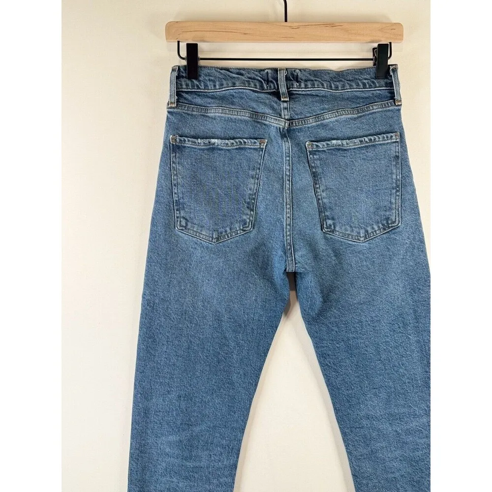 AGOLDE Womens Jeans Blue Toni Mid Rise Organic Cotton Slim Distressed Size 27 - Image 10