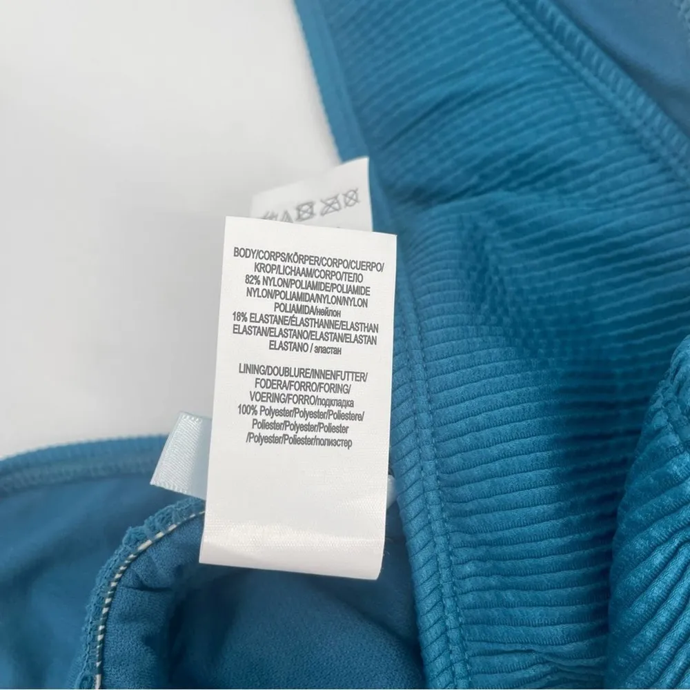 The Bikini Lab  Swimsuit Small One Piece Bandage Teal Ribbed Plunge Swim Suit NWT - Image 13