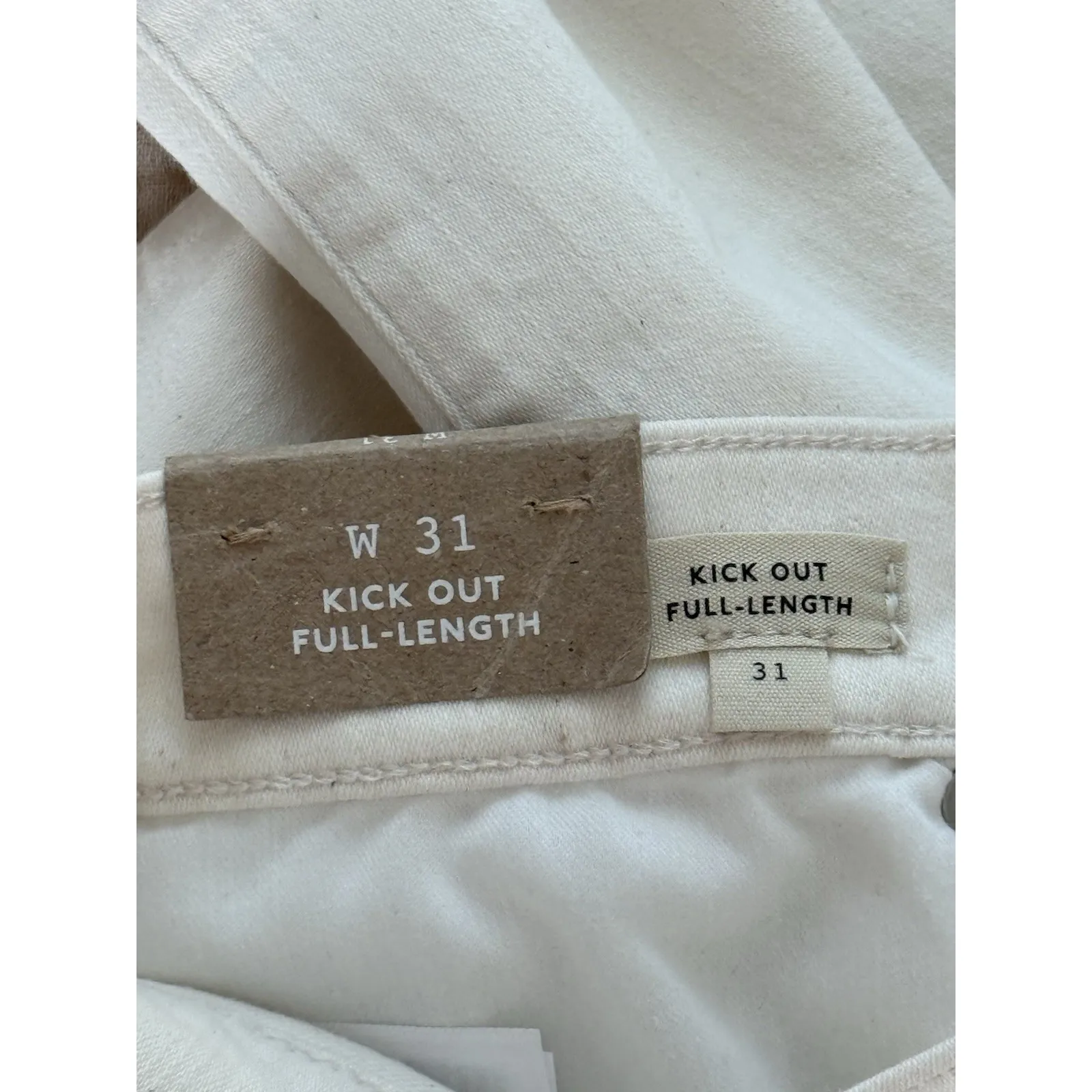 NWT Madewell Kick Out Full-Length Jeans Womens 31 Vintage Canvas (Cream) Raw Hem - Image 7
