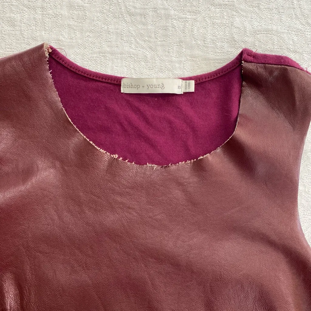 Bishop + Young Women XS Faux Leather Front Sleeveless Stretch Back Tank Top - Image 6