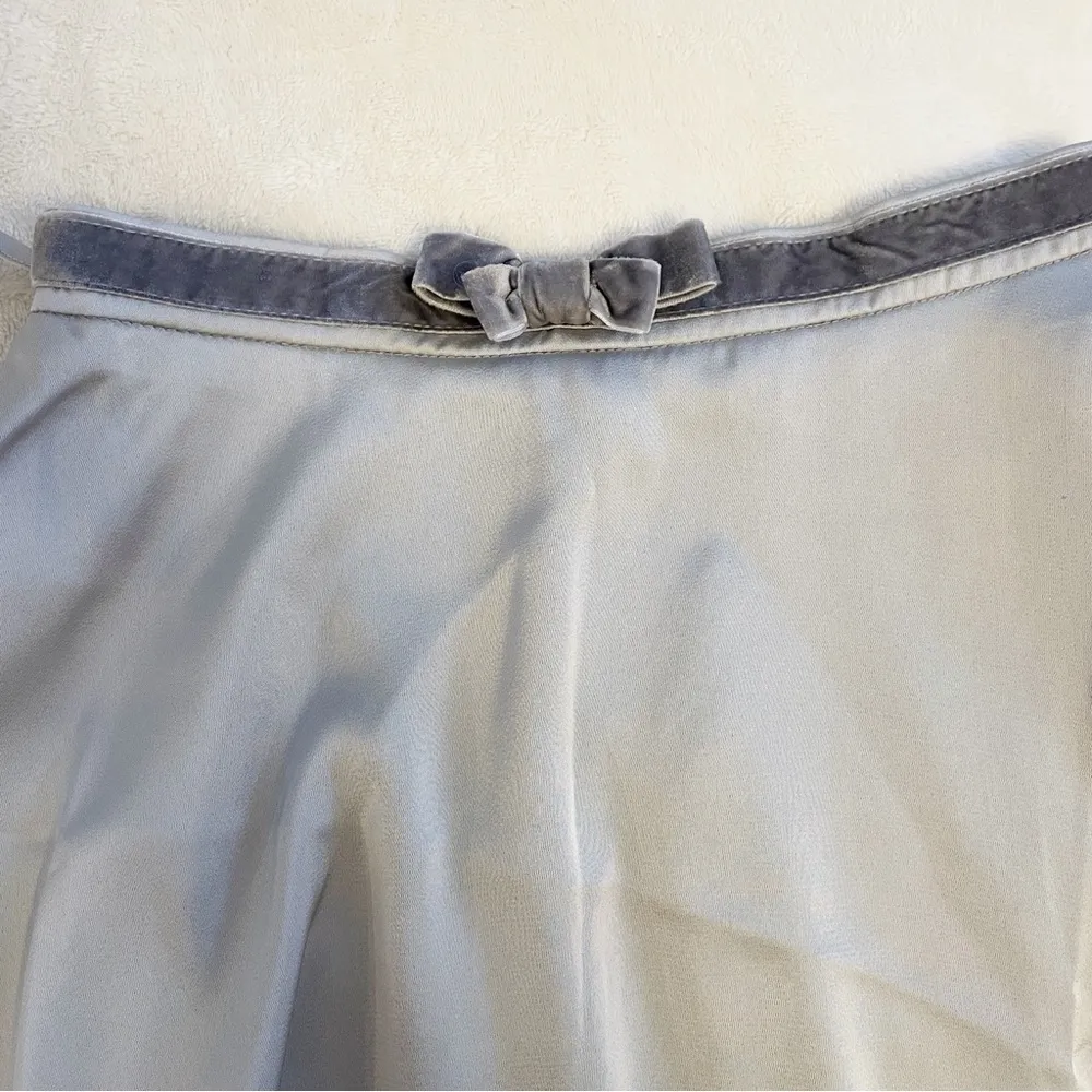 Japanese Kawaii Pastel Grey Blue Lace Velvet Bow Ribbon Silky Mini Skirt Size XS - Image 10