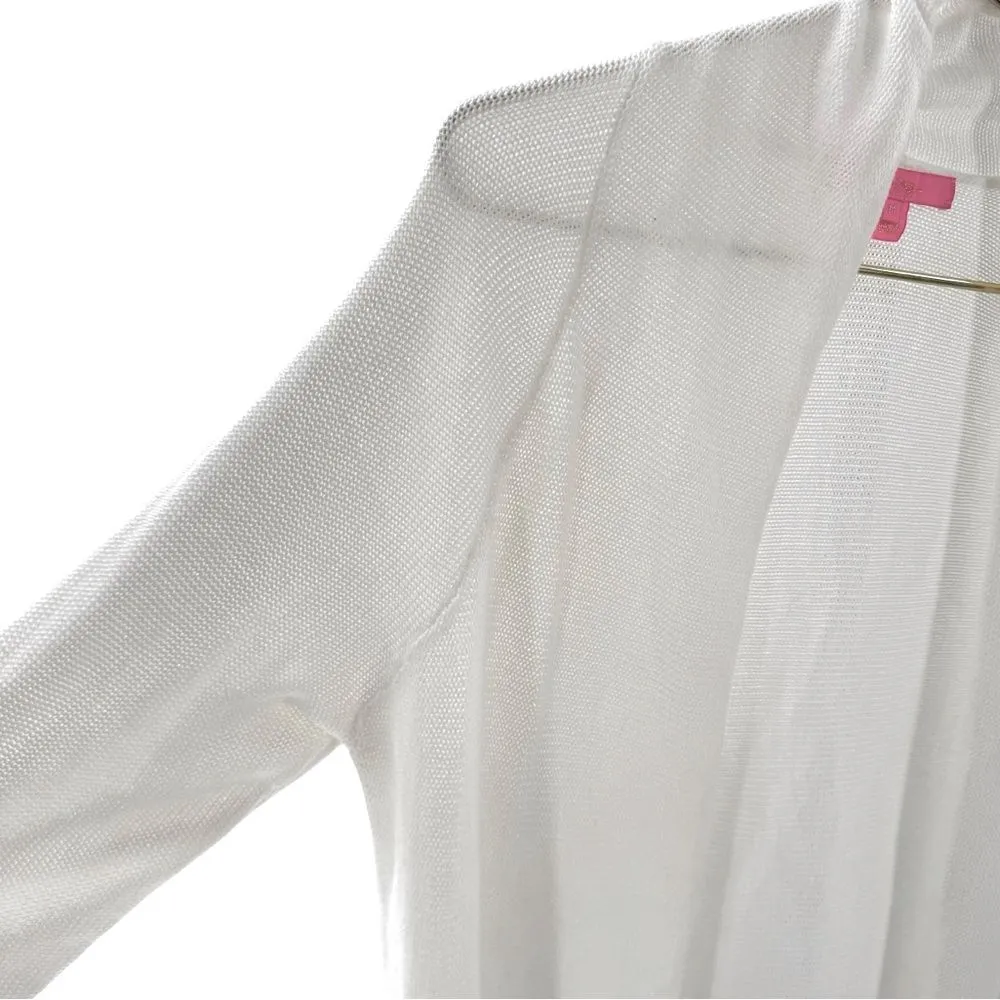 Lilly Pulitzer Women’s M Tatum Cardigan‎ White Tassel Fringe Longline Loose Knit - Image 5
