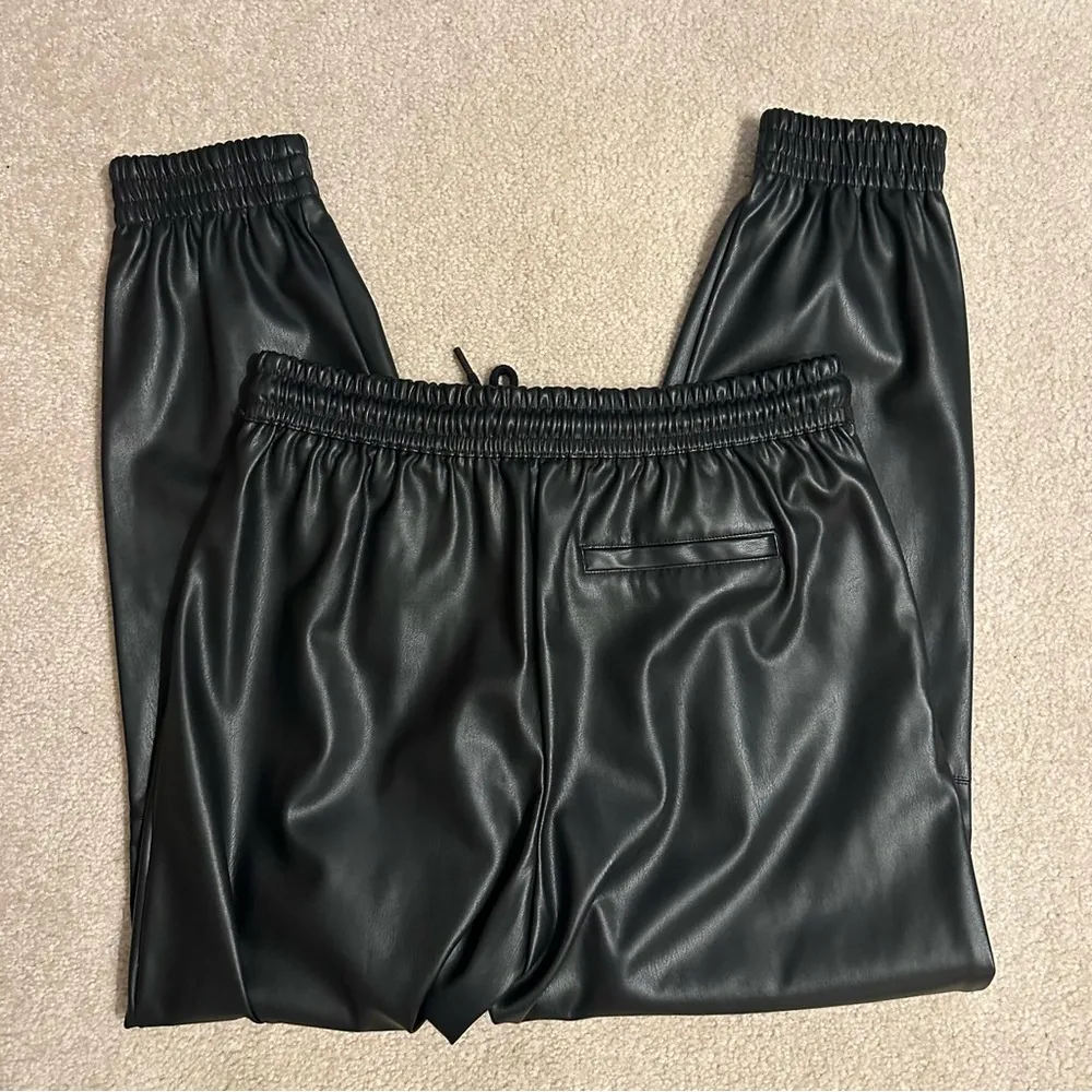 Zara Black Pleather Cargo Pants size Medium - Image 6