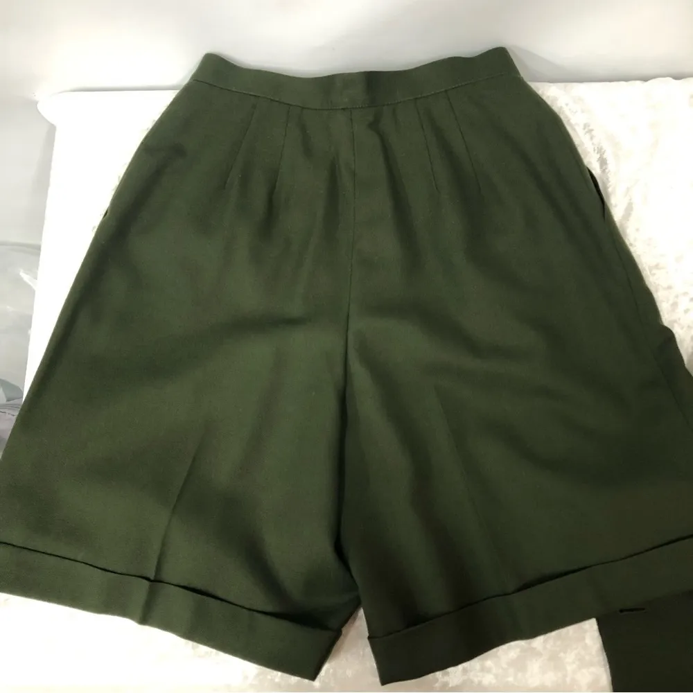Talbots military green wool jacket blazer short suit set top size 8 shorts sz 10 - Image 12