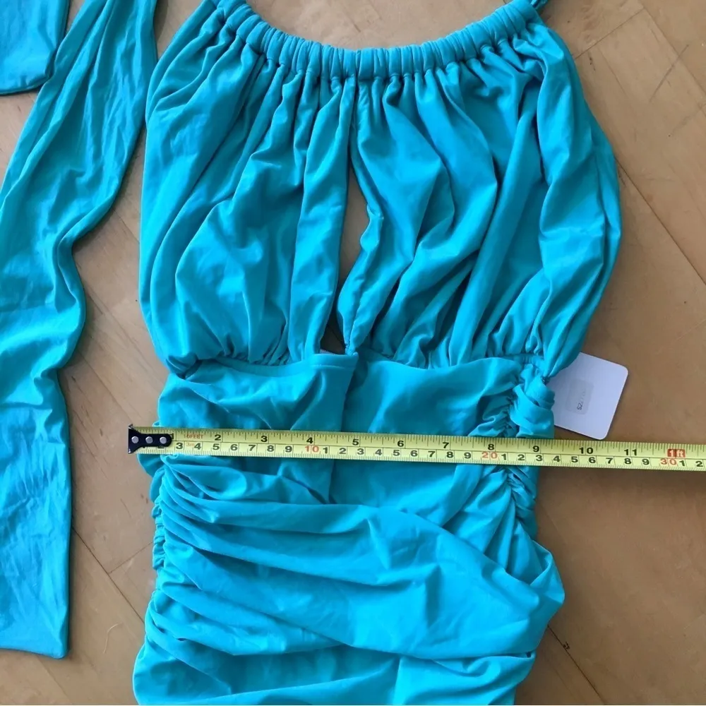 Lenny Nimeyer One Piece Ruched Halter Swimsuit, Green, Size S - Image 6