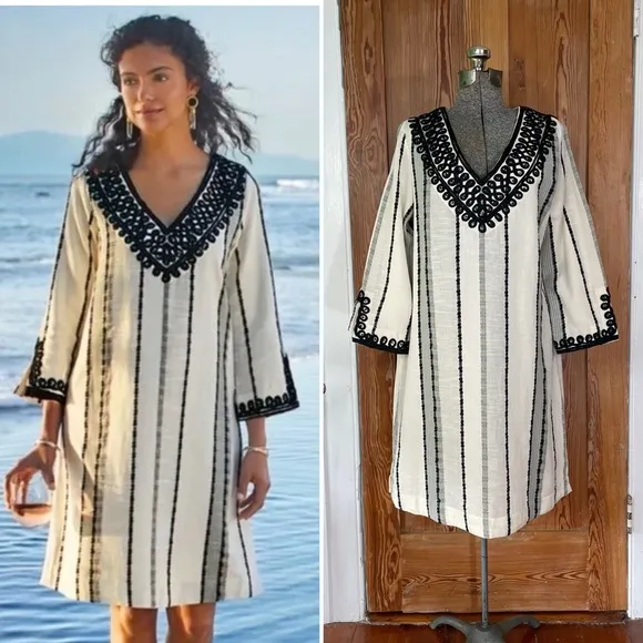 Soft Surroundings Coco De Mer Embroidered Tunic Shift Dress - Size Medium - Image 2