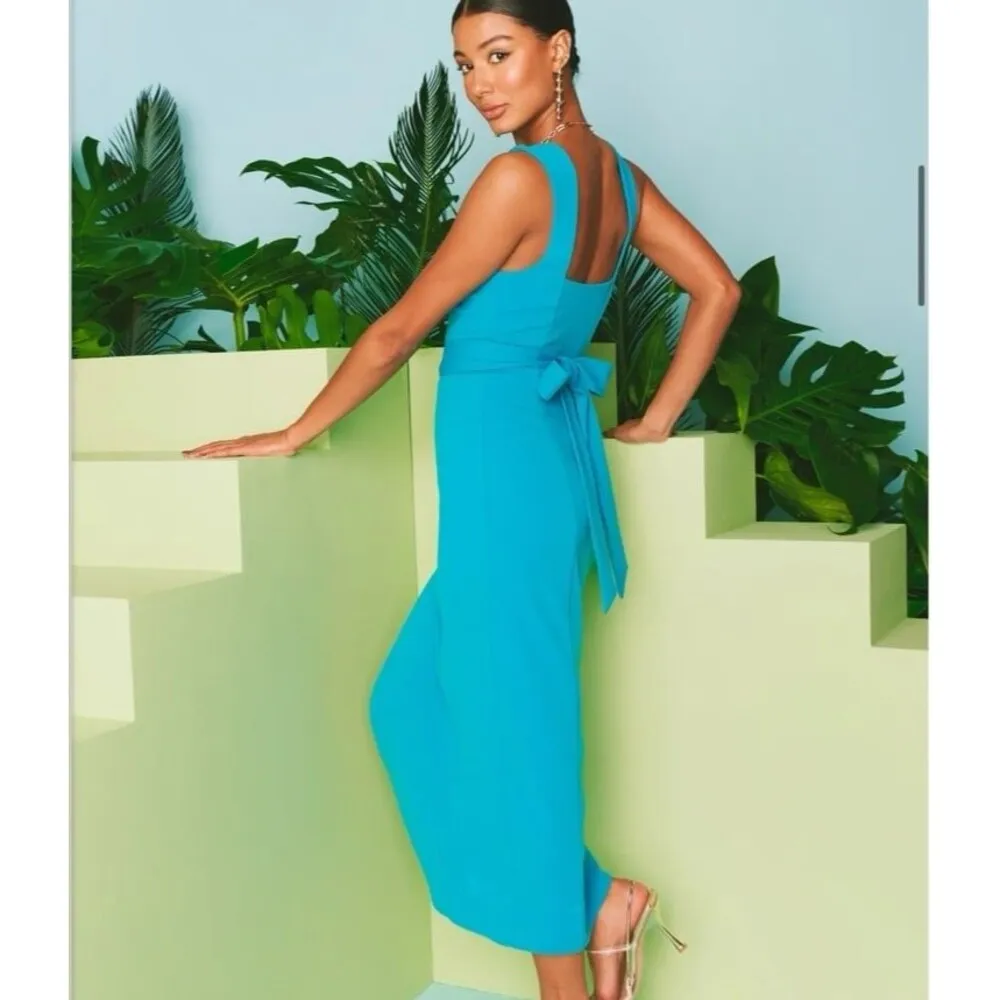 NWT Show me your MUMU Eden midi slit dress with bow - Image 2