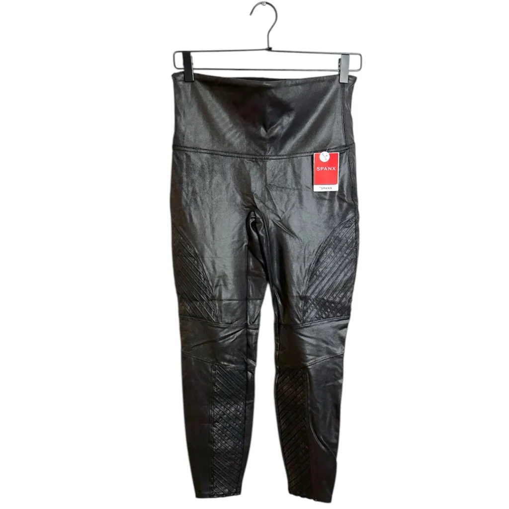 NWT SPANX Faux Leather Moto Leggings Petite XL High Waist Shaping - Image 4