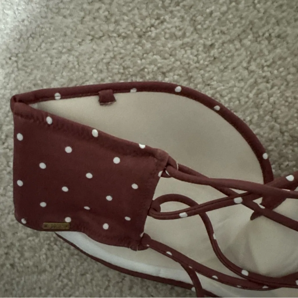 VICTORIA SECRET PINK SWIM Women's Polka Dot Ruched Bandeau Petite Medium Rose - Image 7