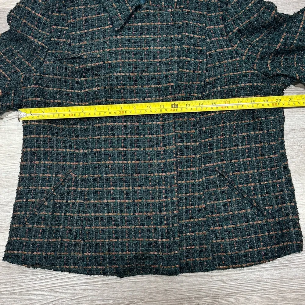 Coldwater Creek teal green boucle tweed jacket bronze metallic threads - Image 5