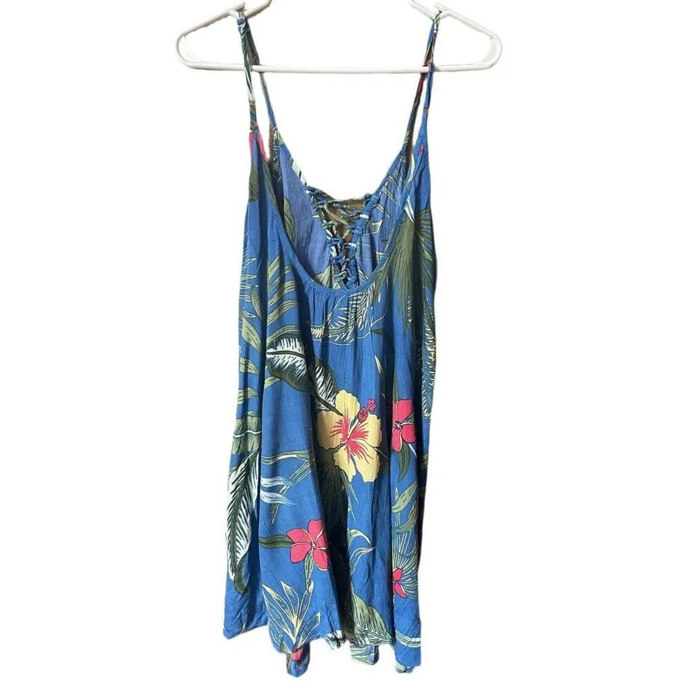 NWT Lagaci size M lace up from swing sundress beach coverup tropical. Blue Size M - Image 2