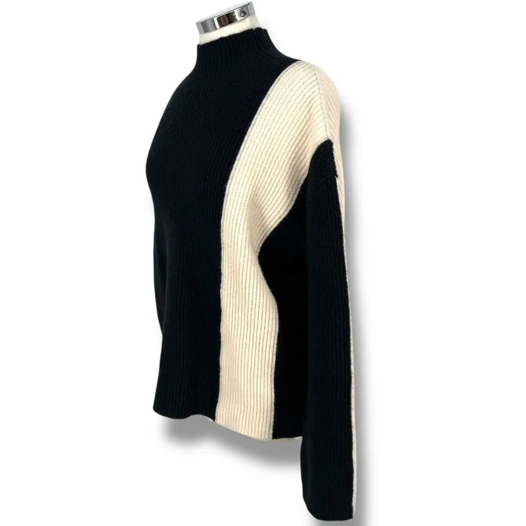 Commense Miss Paris Black White Colorblock Ribbed Knit Sweater Size Small - Image 6