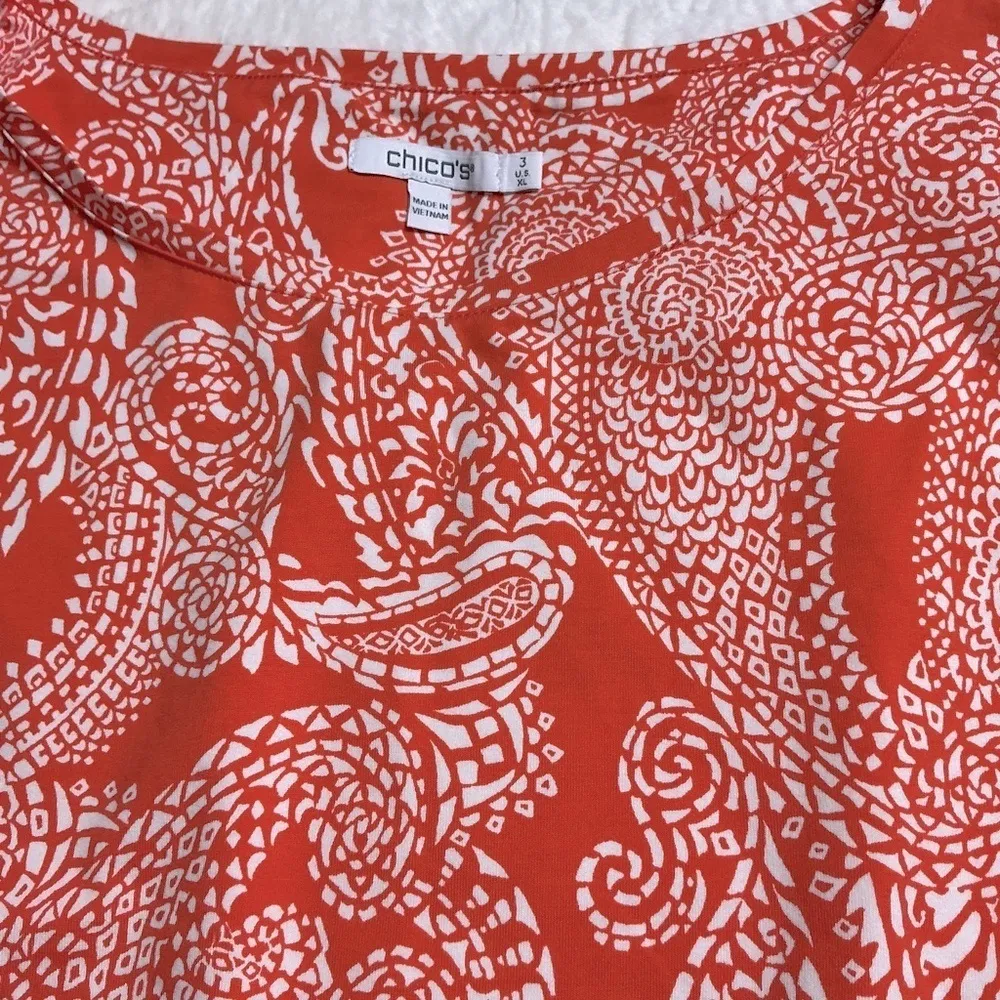 Chico's Orange Relaxed Blouse with Peter Pan Collar - Image 4