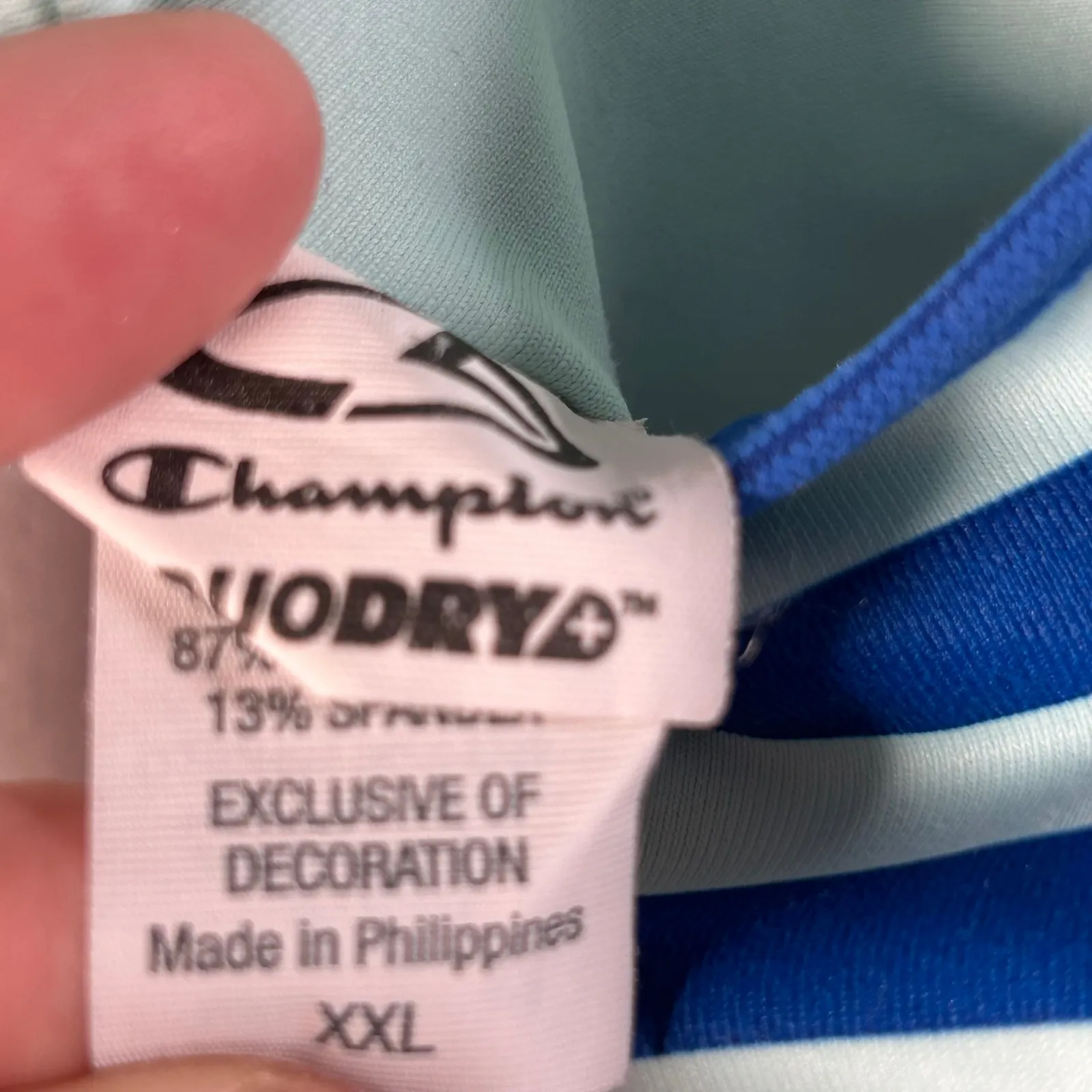 Champion UODRYA Blue White Floral Stripe Sports Bra Racerback Athletic XXL - Image 3