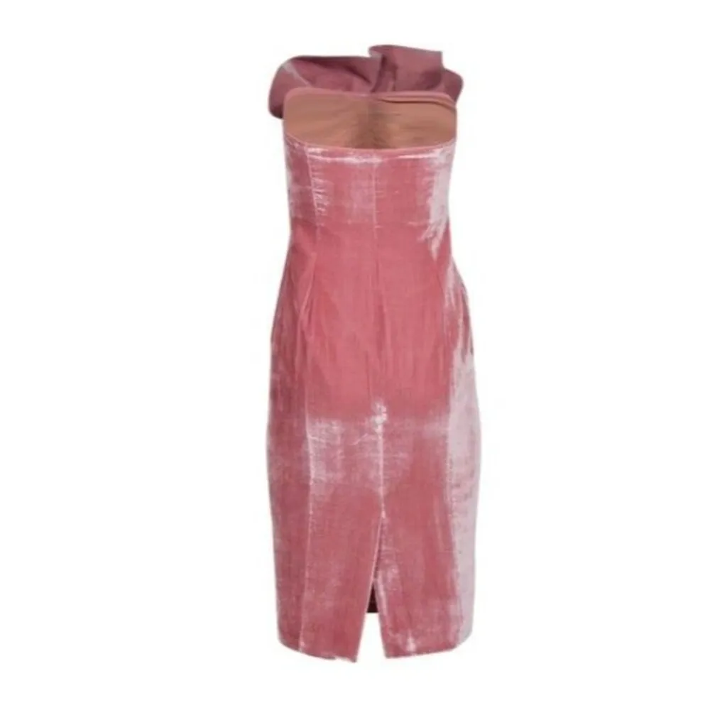 5a7 Cinq a Sept NWT Marceau Strapless Velvet Ruffle Sheath Midi Dress Back Slit - Image 6