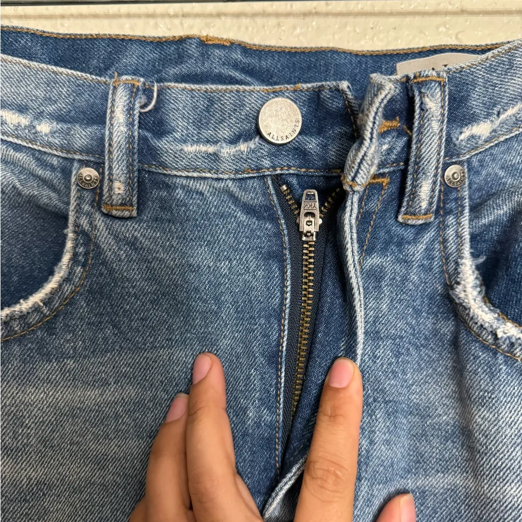 AllSaints Mazzy cropped wide leg denim jeans size 28 - Image 5