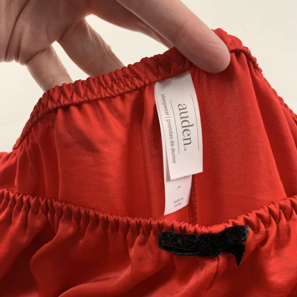 Auden Red Satin Wide Leg Sleepwear Pants L New Size L - Image 4