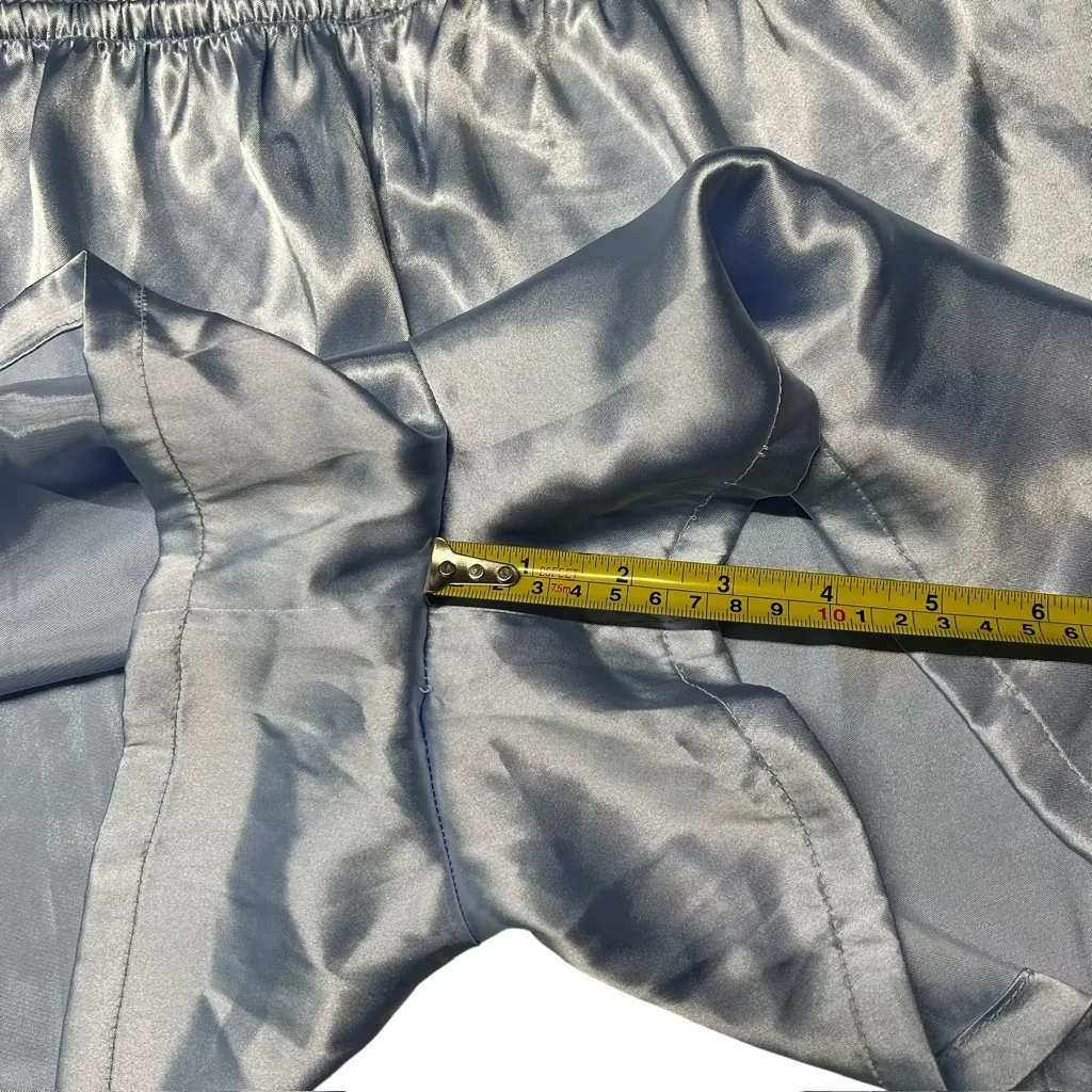 Vintage Oscar De La‎ Renta Size M Satin Pajama Set Periwinkle Floral Coquette - Image 10