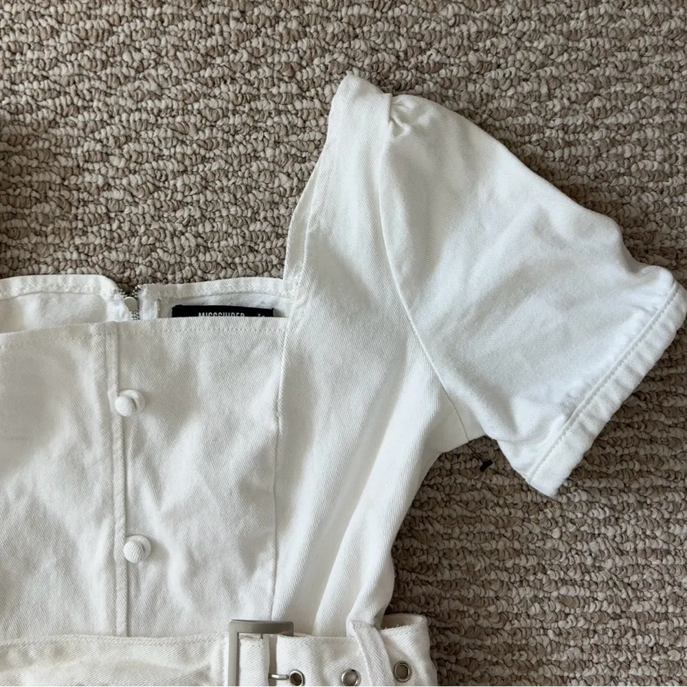 White Denim Mini Dress - Image 8