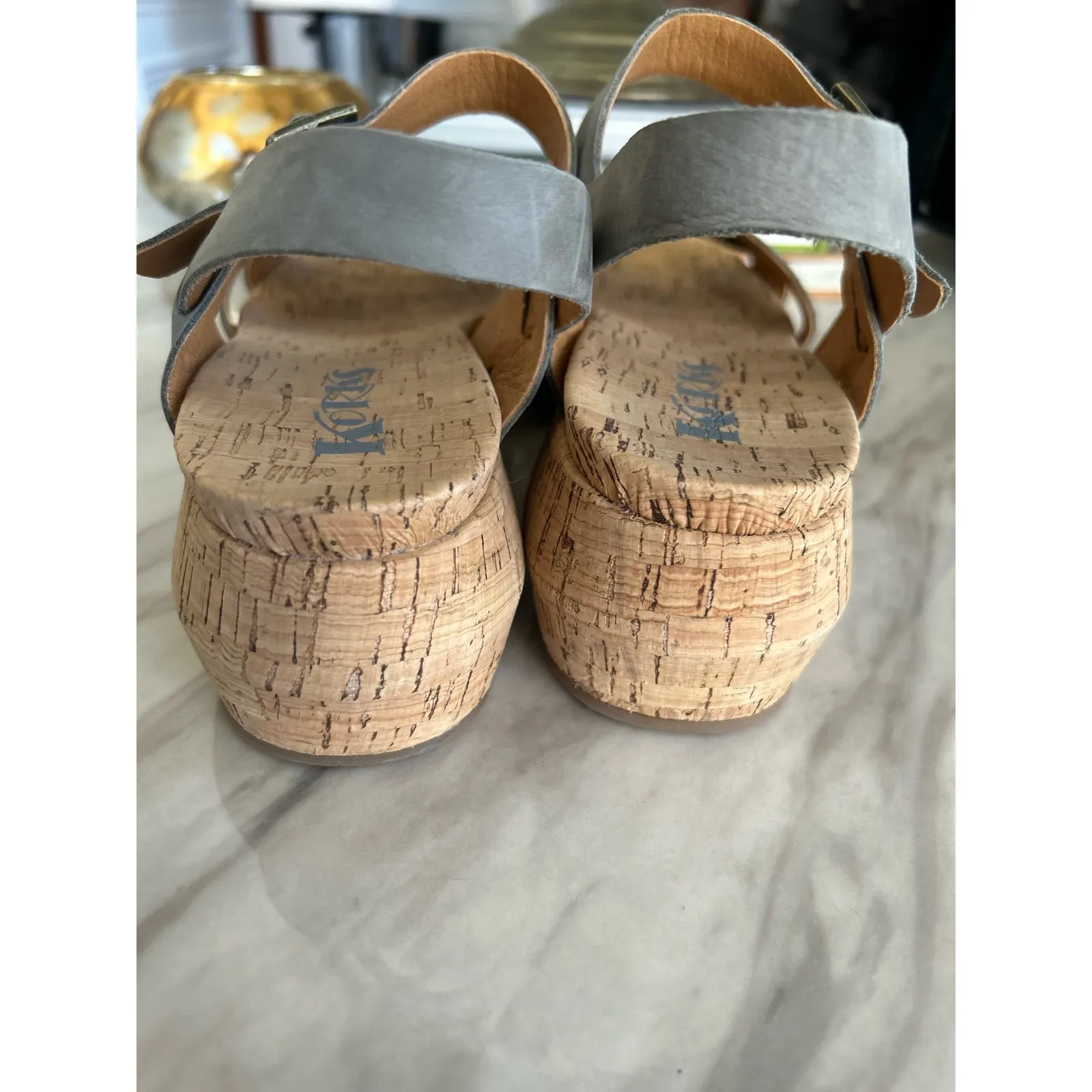 Korks Kalie Light Blue Leather Strappy Cork Platform Sandal Size 10 - Image 9