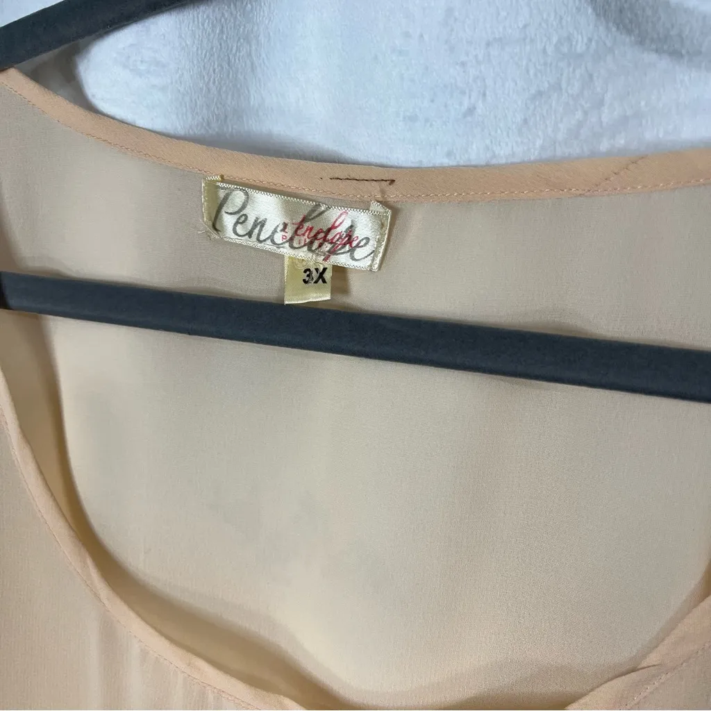 Penelope Light Peach Translucent Gem Loose Fit Blouse Size‎ 3X Orange Size undefined - Image 6