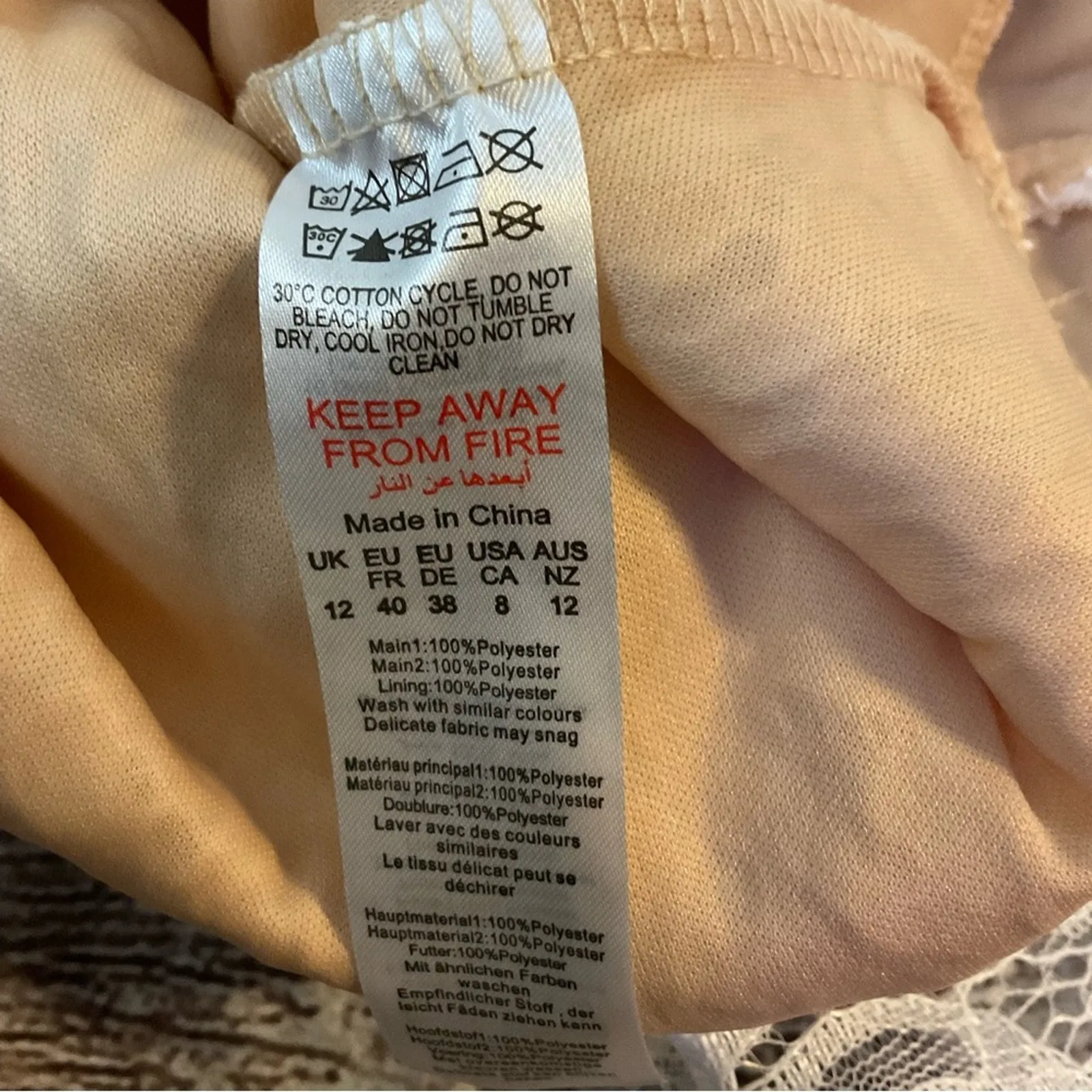 PrettyLittleThing White Frill Hem Lace Bodycon Dress 8 Fairycore Mermaid NEW - Image 9