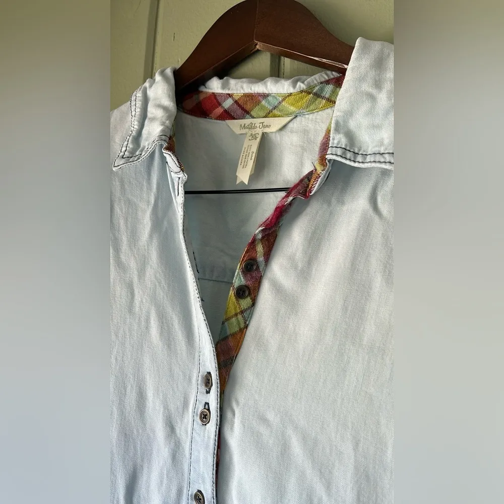 Matilda Jane Heart to Heart Walk the Line Women’s Chambray Tiered Dress Size XS - Image 4