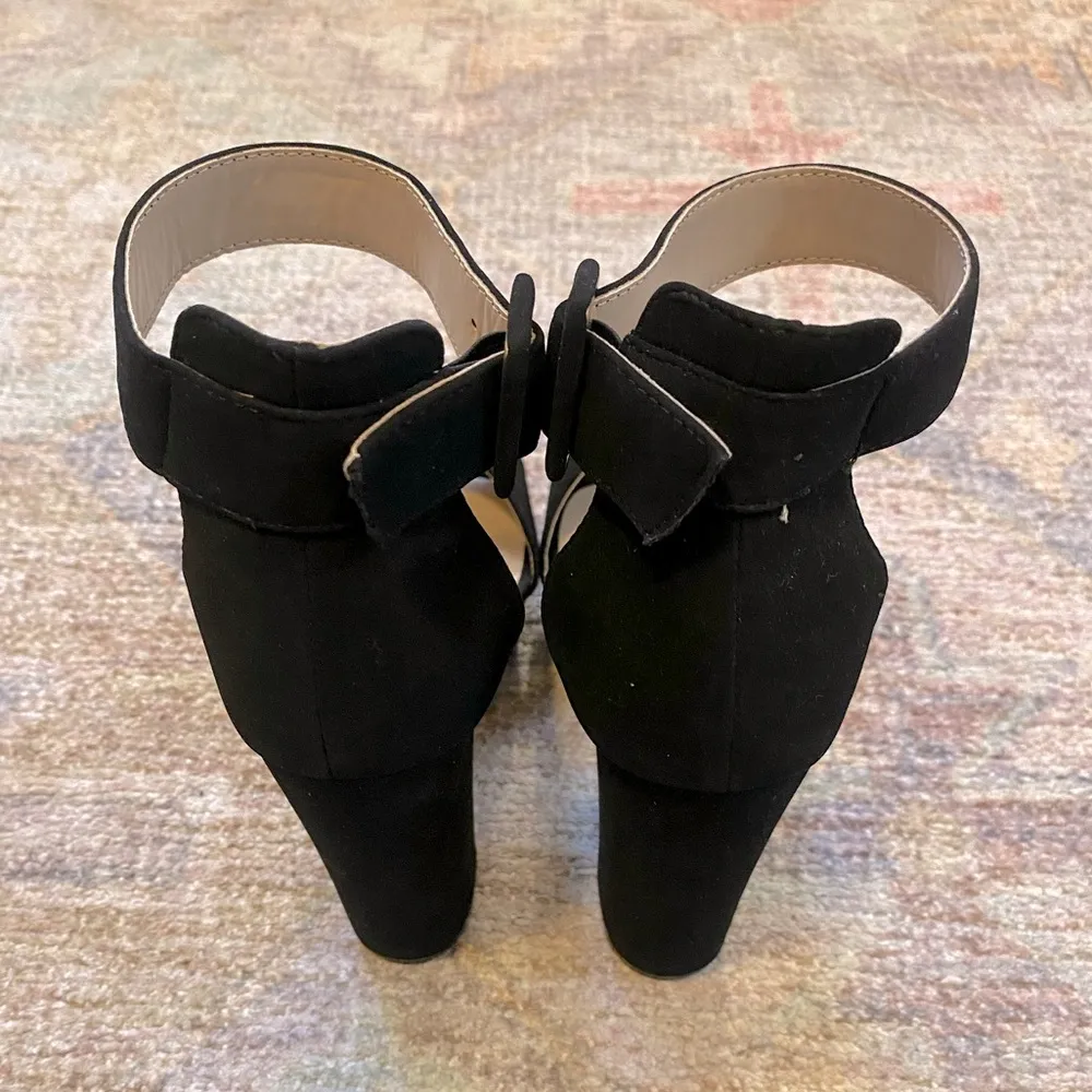 Dream Pairs Black Brushed Fabric Platform Heeled Sandal with Ankle Buckle - Image 13