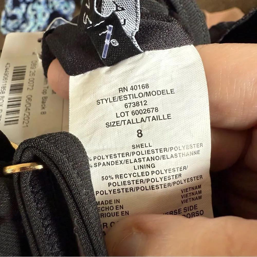 Black‎ Backless Camisole Swim Top with Plunging V - Image 4