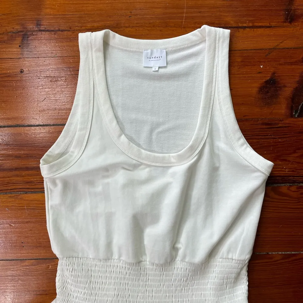 Sundays WeAreSundays Anthropology Mallory White Smocked Waist Tank DressSz M - Image 5